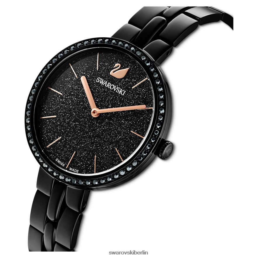 Swarovski kosmopolitische Uhr Swiss Made, Metallarmband, schwarz, schwarzes Finish Zubehör HLT4481234