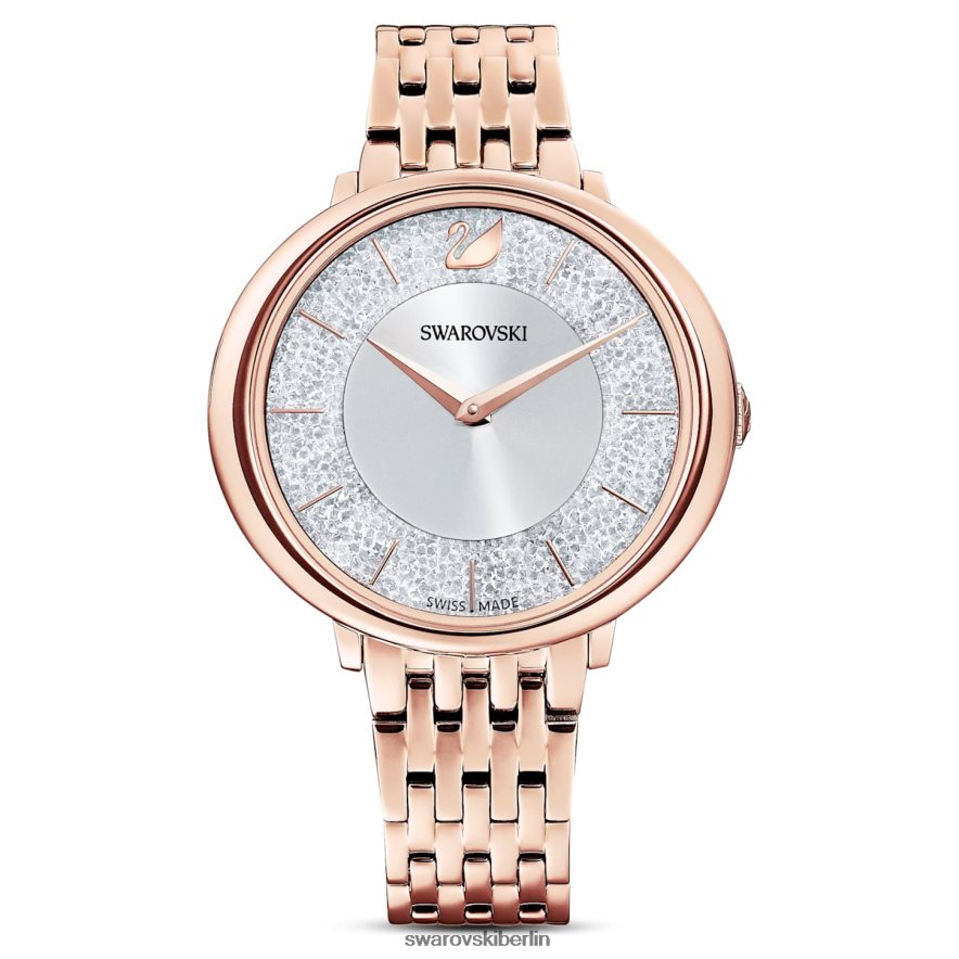 Swarovski kristalline, schicke Uhr In der Schweiz hergestellt, Metallarmband, roségoldfarben, roségoldfarbenes Finish Zubehör HLT4481199