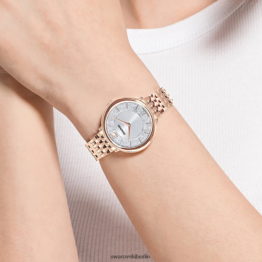 Swarovski kristalline, schicke Uhr In der Schweiz hergestellt, Metallarmband, roségoldfarben, roségoldfarbenes Finish Zubehör HLT4481199