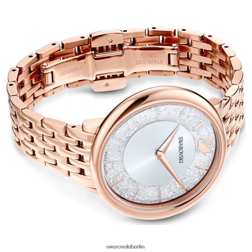 Swarovski kristalline, schicke Uhr In der Schweiz hergestellt, Metallarmband, roségoldfarben, roségoldfarbenes Finish Zubehör HLT4481199