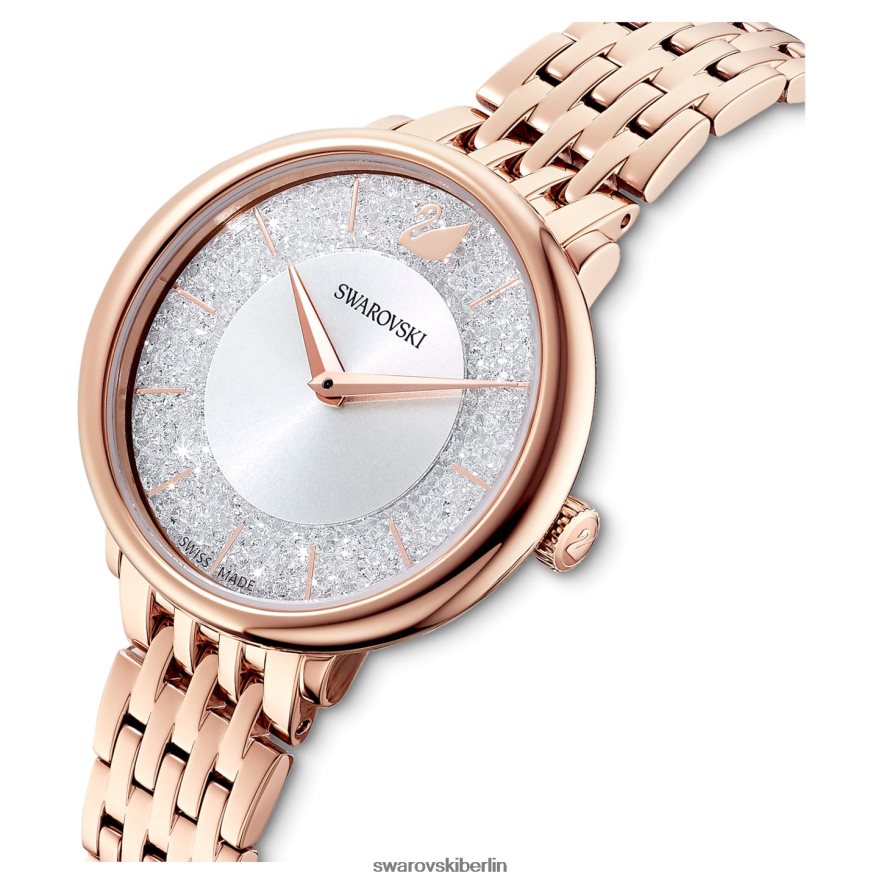 Swarovski kristalline, schicke Uhr In der Schweiz hergestellt, Metallarmband, roségoldfarben, roségoldfarbenes Finish Zubehör HLT4481199