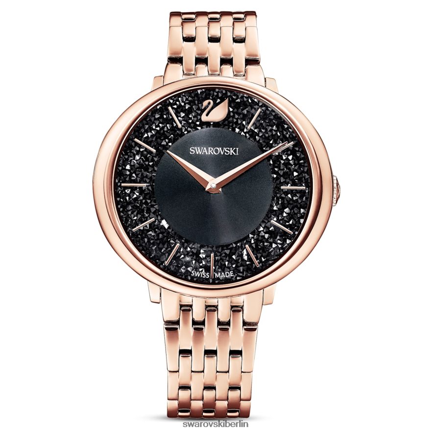 Swarovski kristalline, schicke Uhr Swiss Made, Metallarmband, schwarz, roségoldfarbenes Finish Zubehör HLT4481186