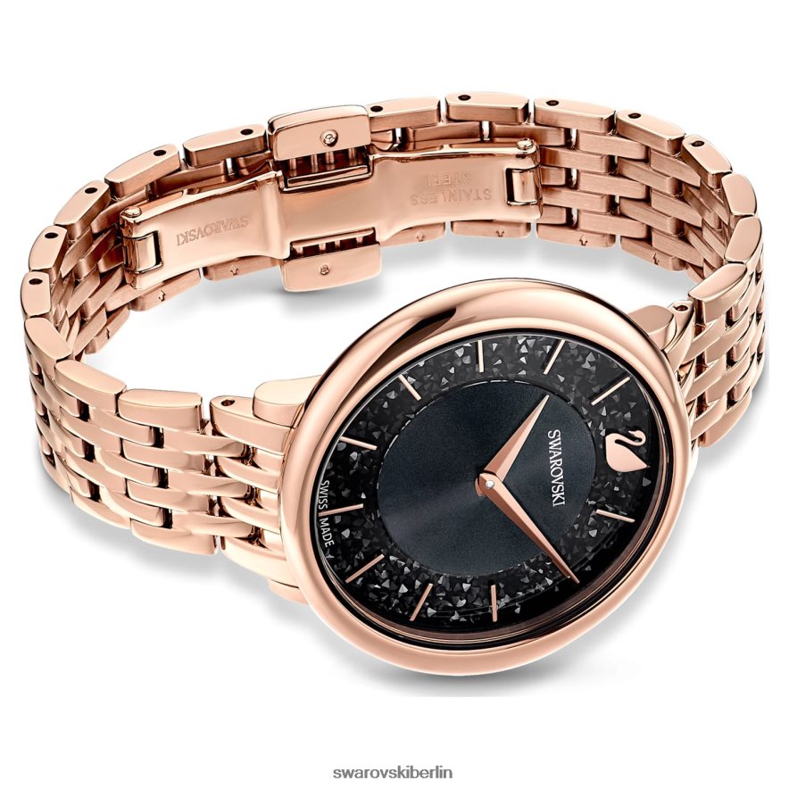 Swarovski kristalline, schicke Uhr Swiss Made, Metallarmband, schwarz, roségoldfarbenes Finish Zubehör HLT4481186