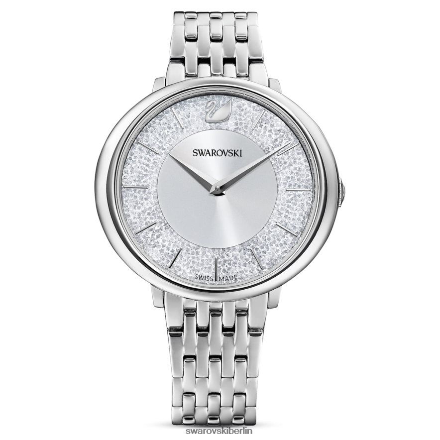 Swarovski kristalline, schicke Uhr Swiss Made, Metallarmband, silberfarben, Edelstahl Zubehör HLT4481244