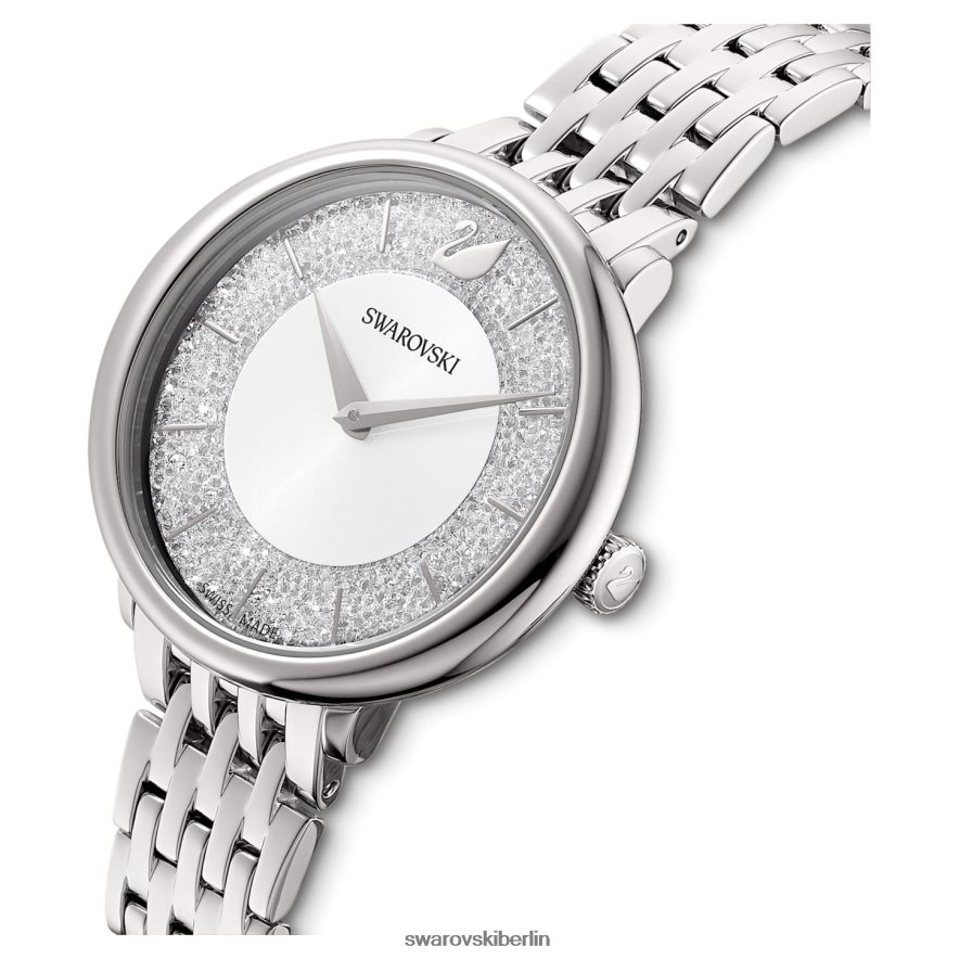 Swarovski kristalline, schicke Uhr Swiss Made, Metallarmband, silberfarben, Edelstahl Zubehör HLT4481244